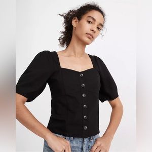 Madewell Linen Button-Front Bodice Top